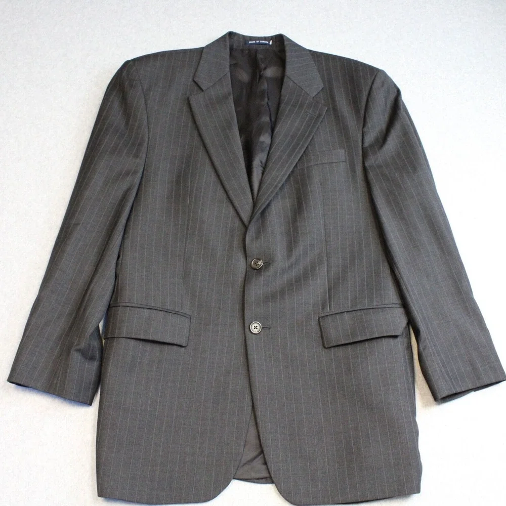 Lauren Ralph Lauren Blazer 42R Black Striped Wool‎ Jacket Coat Old Money